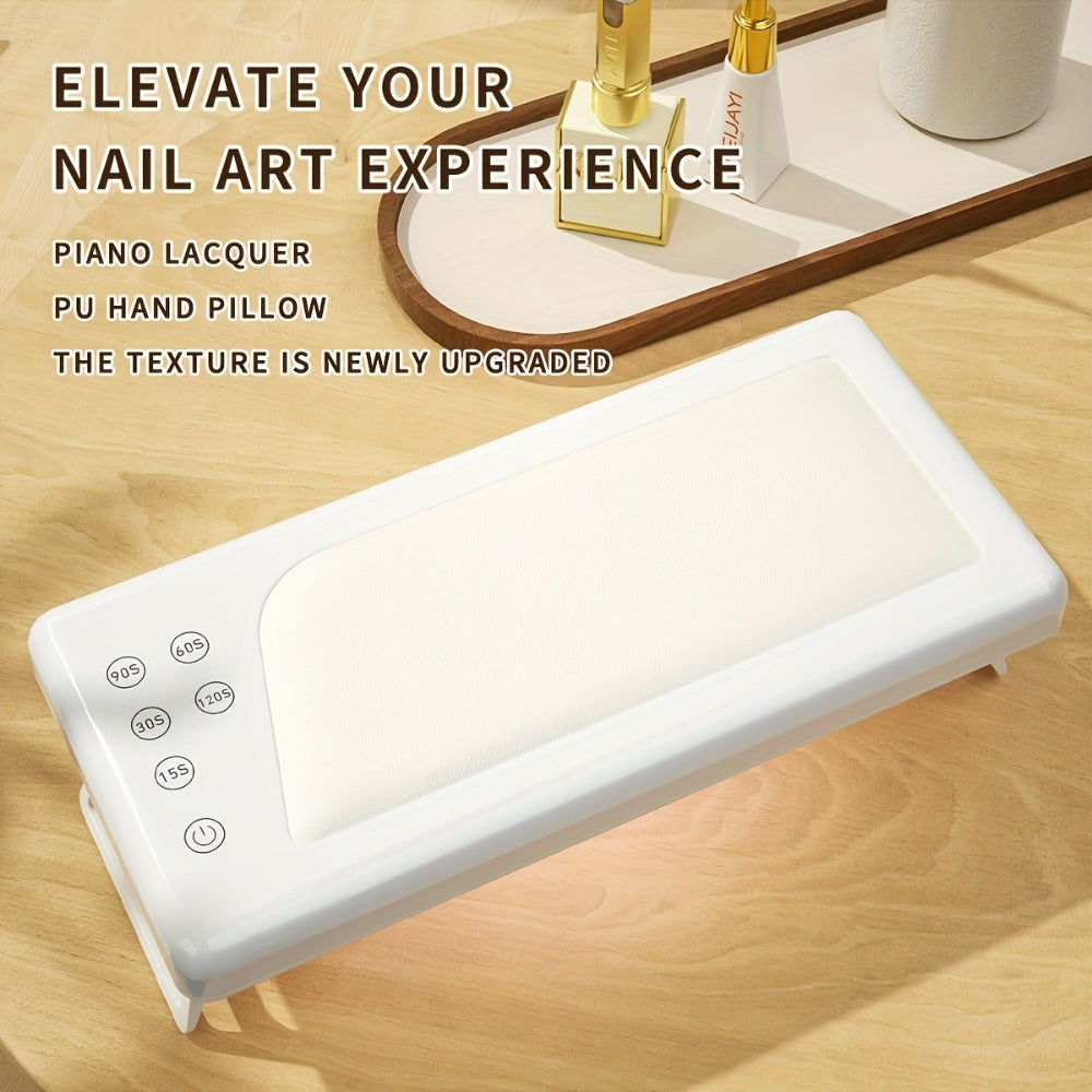 Wide Rectangular Hand-Pillow LED Nail Lamp with 28 x 13cm Base, Five Timer Settings and White Finish — image 7