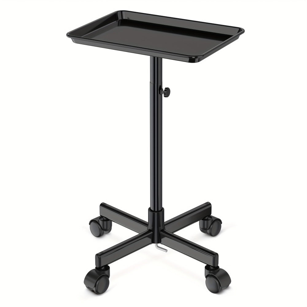 6-Color Premium Aluminum Salon Rolling Tray on Wheels – Adjustable Height Hairdresser Cart, Tattoo Tray, Spa Service Trolley 