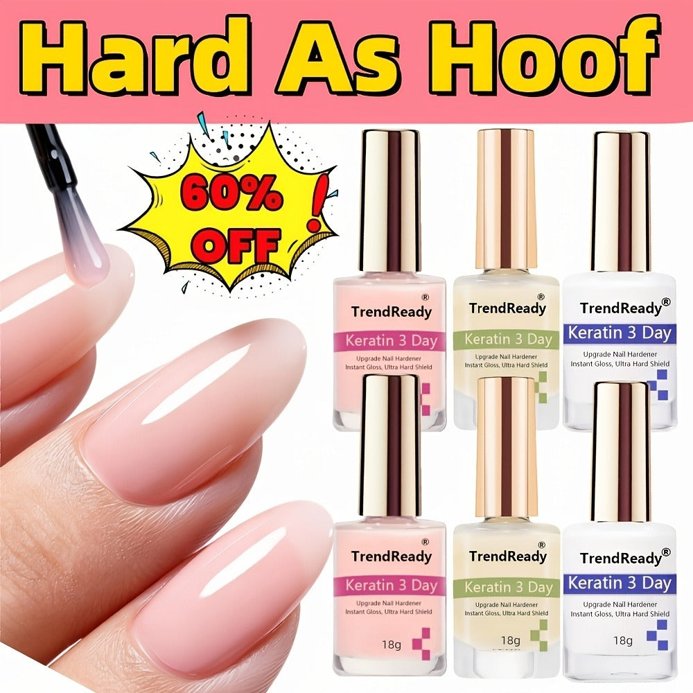 Colored Nail Hardener Set Pink White Yellow – Fast Drying 15ml Nail Strengthener for Weak Splitting Brittle — image 1