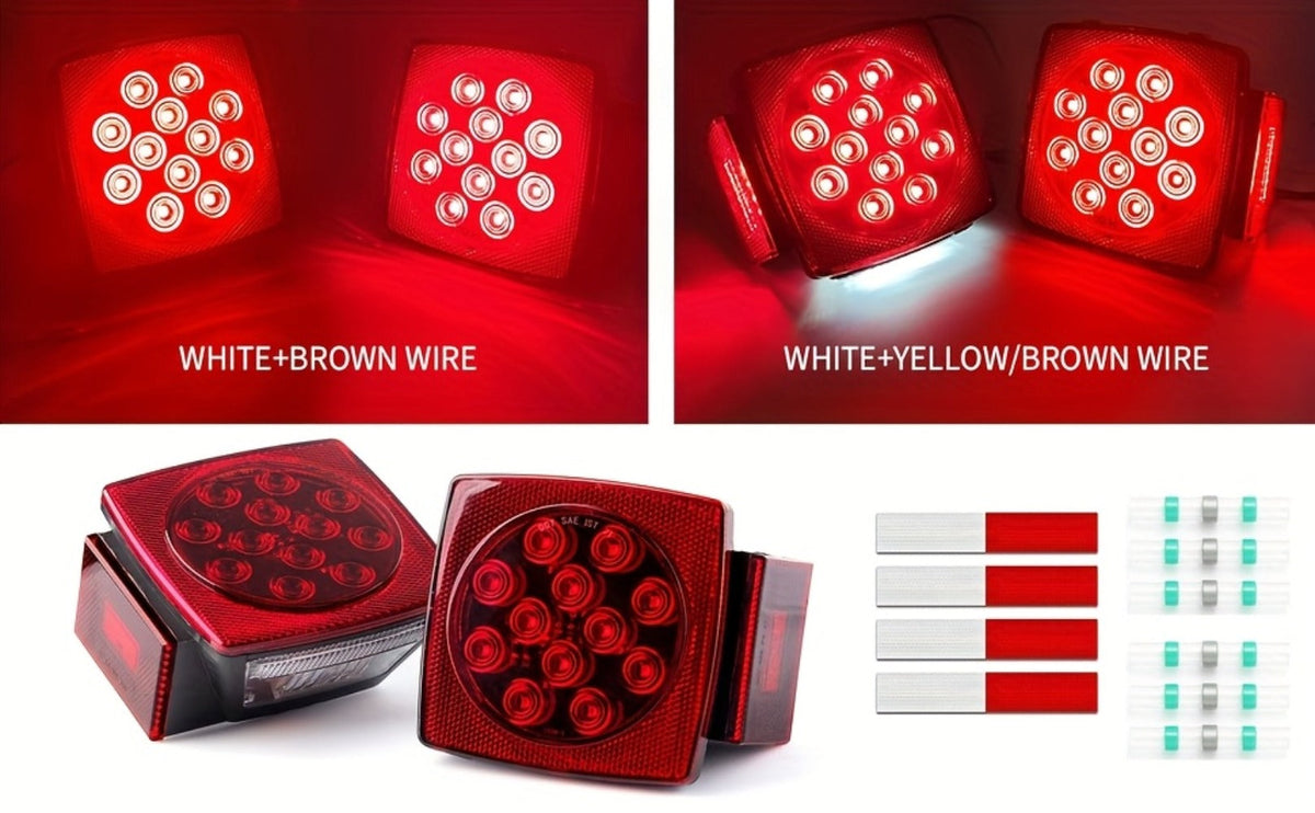 Trailer LED Light Kit 12V – Stop Turn Tail Brake License Plate & Side Marker Lights with Connectors for Trailers Under 80" — 