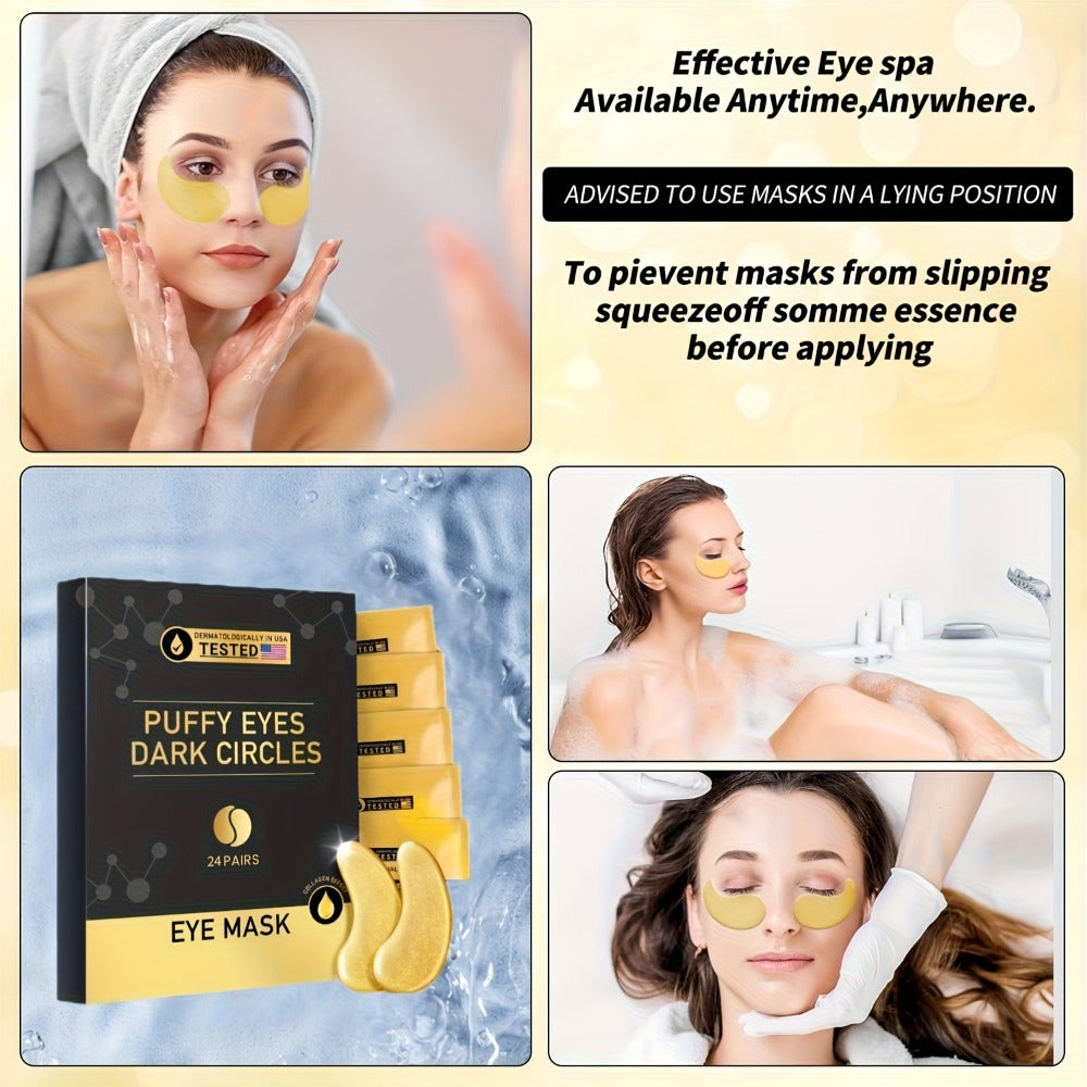 Under Eye Patches 24 Pairs Gold Collagen Hyaluronic Acid Glycerin – Hydrating Eye Mask for Dark Circles Puffiness — image 13