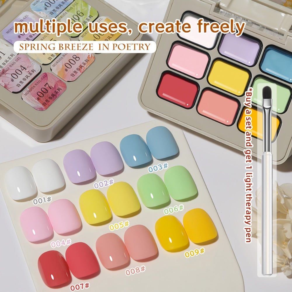 Gel Nail Polish MORDDA 9-Color Spring Breeze Set with Included LED Curing Pen for Home Nail Art — image 5