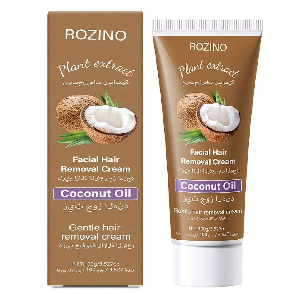 Hair Removal Cream ROZINO 100g Coconut Tube with Carton for Women’s External Body Grooming Routine — image 15