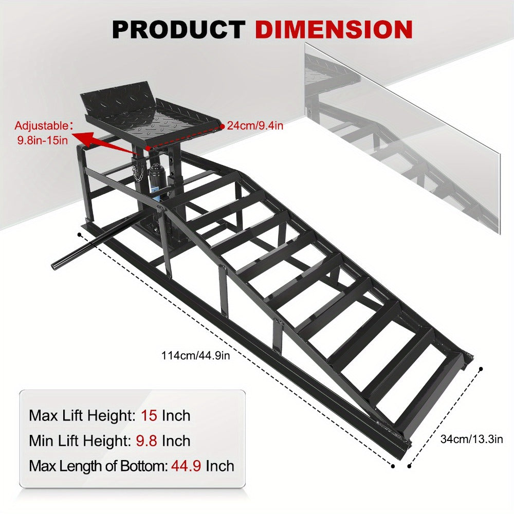 Hydraulic Vehicle Ramps 11, 000 lb 5T Low Profile Heavy Duty Lift Service Ramps for Truck Trailer Garage – Adjustable Height 