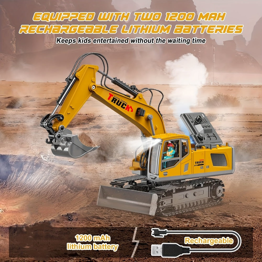 RC Excavator 120-Minute Battery Life Metal Shovel LED Lights with the Listed Color, Size or Set Options for Everyday Use — im