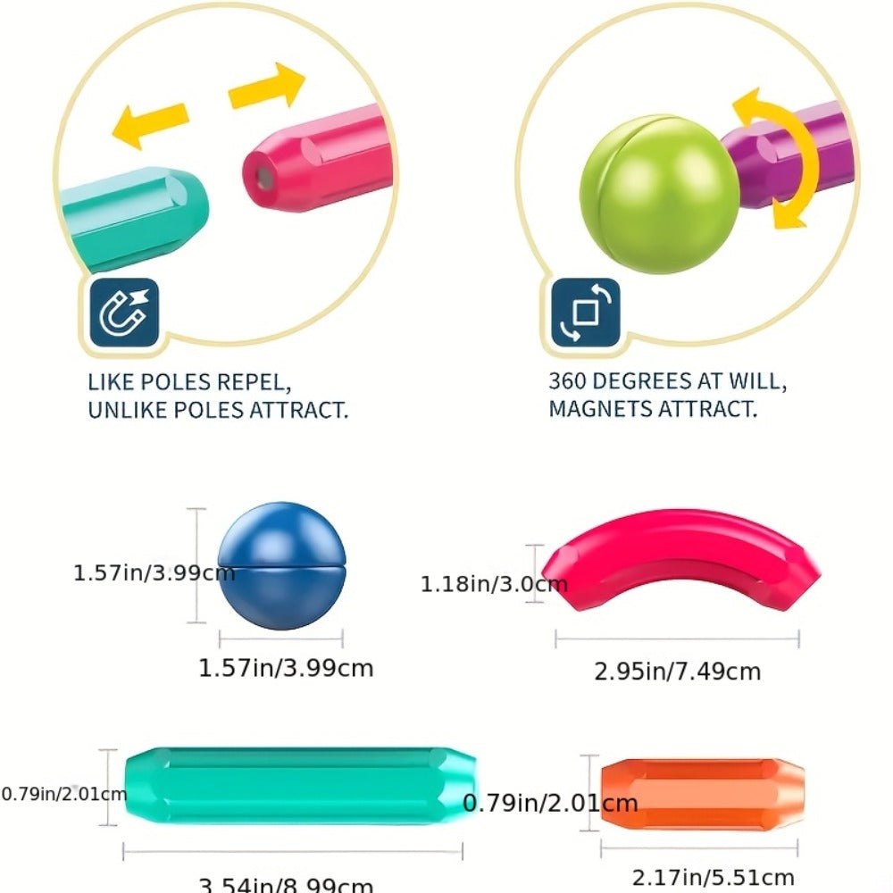 Magnetic Stick and Ball Building Set in 28-Piece or 58-Piece Multicolor Options for Pictured 3D Shapes — image 3