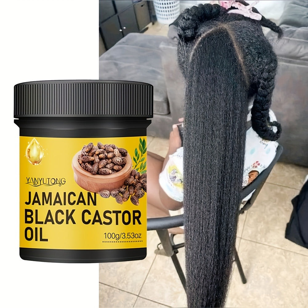Hair Oil YANYUTONG Jamaican Black Castor 100g Yellow-Label Jar with Black Screw Lid for Hair and Scalp Application — image 1