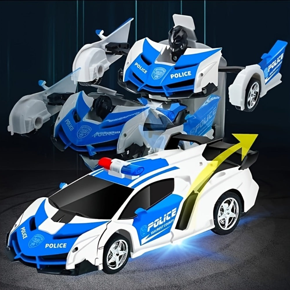 Spider Robot RC Car for Kids 1:18 with LED Lights, One-Button Transform Police Car Stunt Toy — image 13