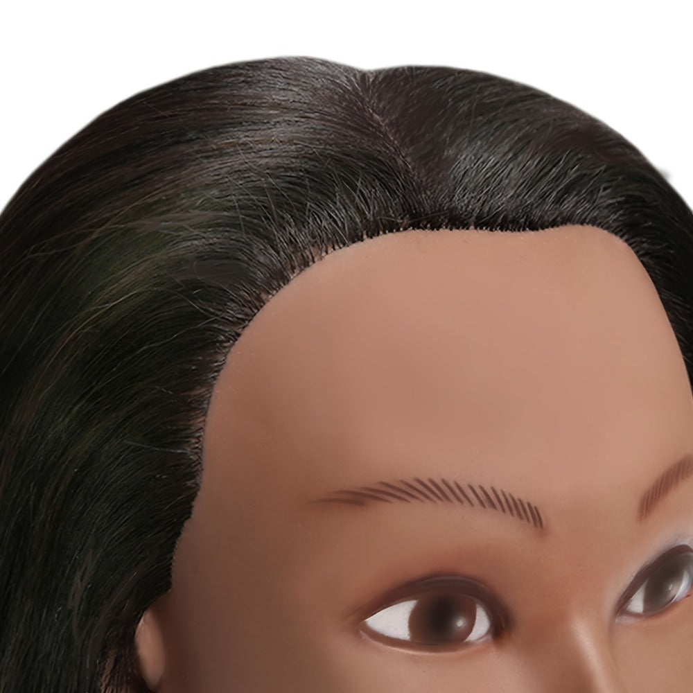 Mannequin Head with Hair 18 Inch Cosmetology Training Practice Doll Head | Hair Styling Cutting Braiding Clamp Holder Comb Cl