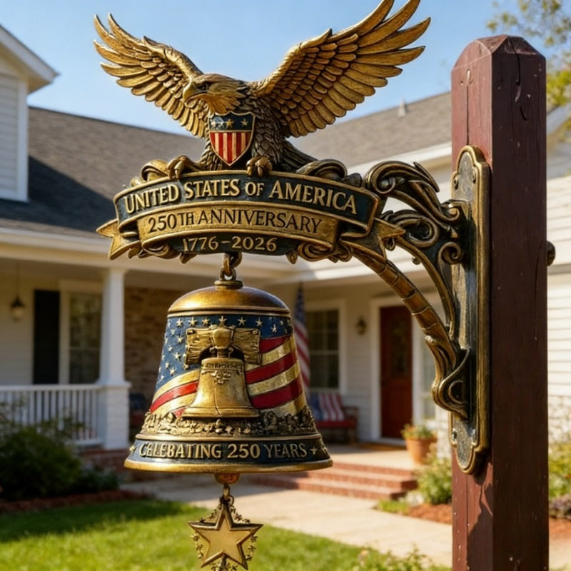 Patriotic Eagle Wind Chime – Vintage Metal Doorbell for Porch & Garden 250th Anniversary — image 1