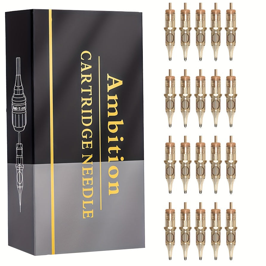 Ambition Tattoo Cartridge Needles 20pcs Professional RL RS RM Sizes with Safety Membrane for Temporary Body Art, Festivals an