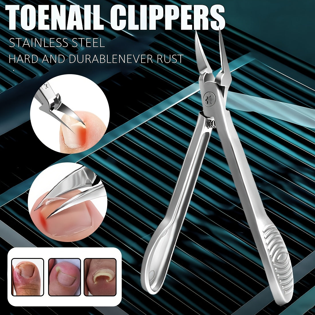 4CR13 Stainless-Steel Nail Clipper with Extended 68-Degree Right-Angle Blade and Silver Finish — image 12