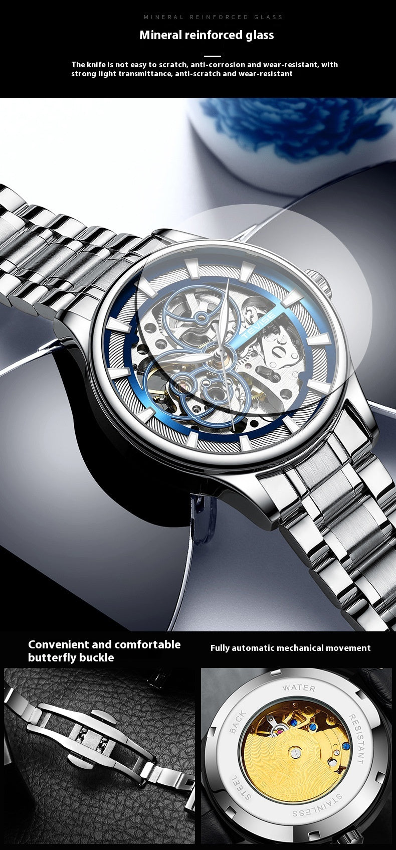 Men's Luminous Day And Night Star Mechanical Watch