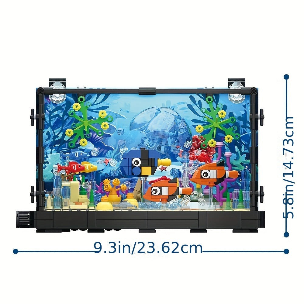 LED Aquarium Building Block Set, Fish Tank Marine Jellyfish Brick Model Kit with Glowing Light — image 2