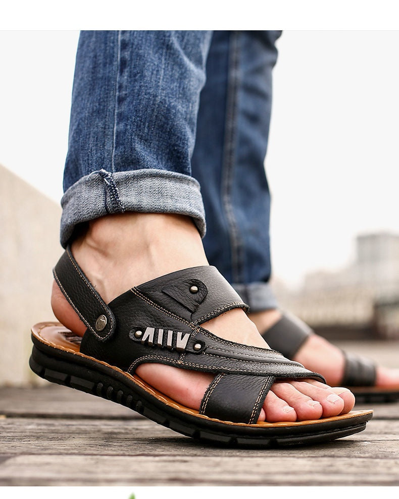 First Layer Cowhide Men's Sandals Summer Genuine Leather Sandals