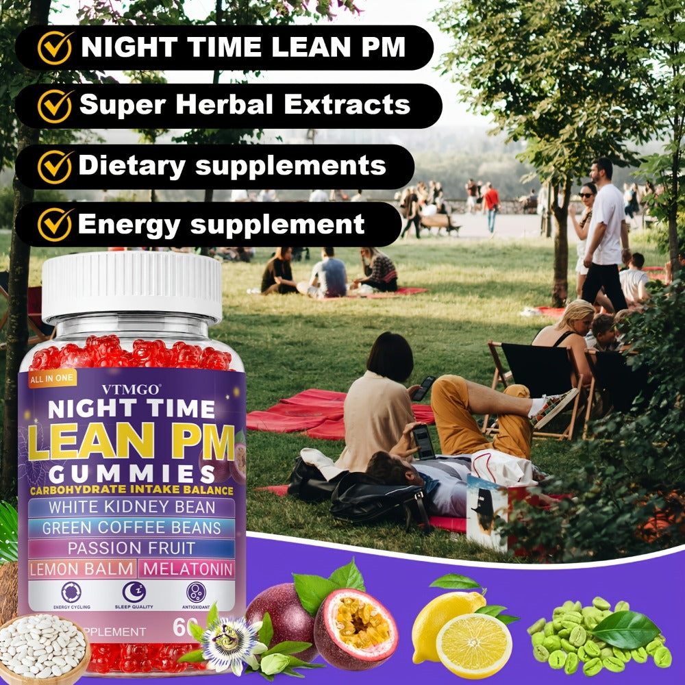 Sleep Gummies with Melatonin, Lemon Balm & Passionflower, Night Time Lean PM Formula, White Kidney Bean — image 6