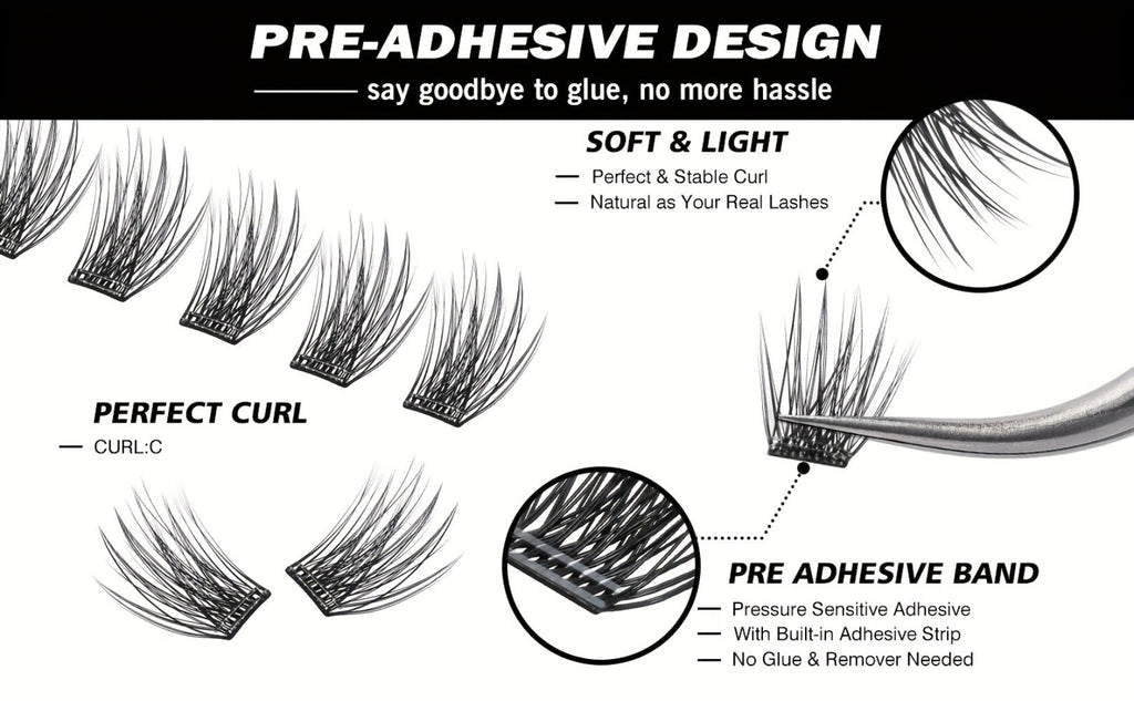 156-Piece Mixed Self-Adhesive Lash Cluster Tray with Black Tweezers and Spoolie Brush in Mixed Style — image 15
