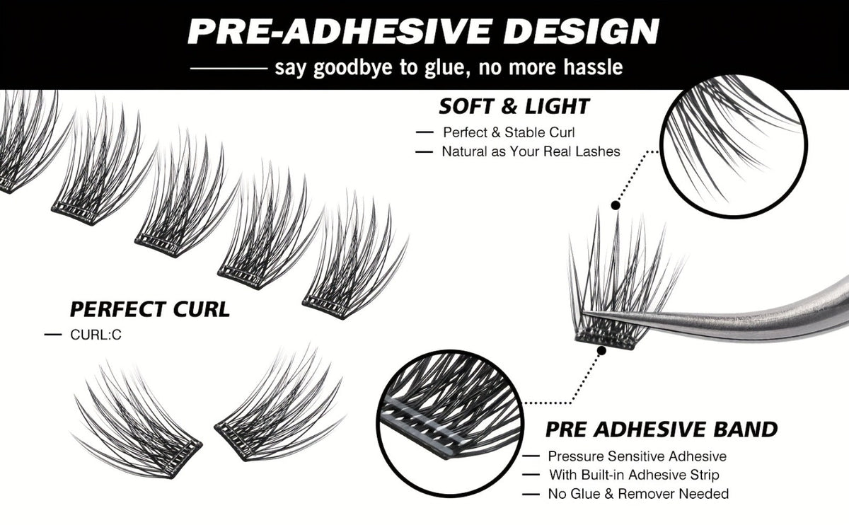 156-Piece Mixed Self-Adhesive Lash Cluster Tray with Black Tweezers and Spoolie Brush in Mixed Style — image 15