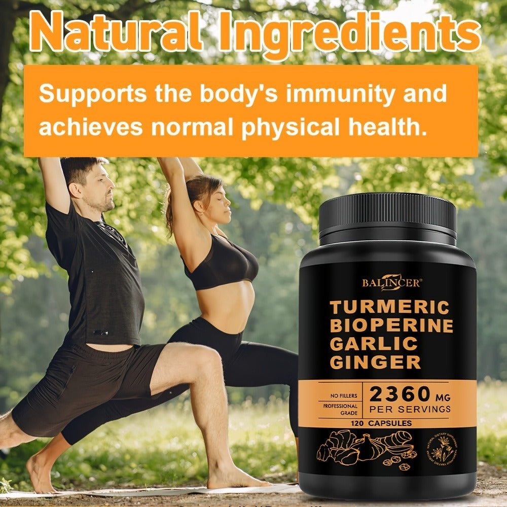 Herbal Supplement with BALINCER Label, Turmeric Bioperine Garlic Ginger 2360mg per Serving, 120 Capsules — image 7