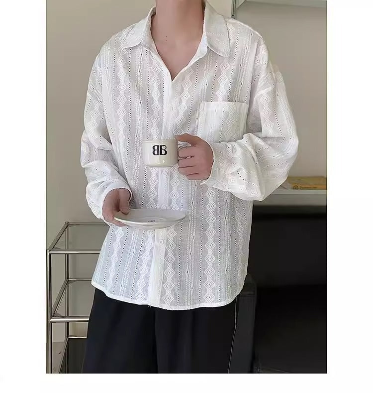 Mens HollowedOut Jacquard Shirt