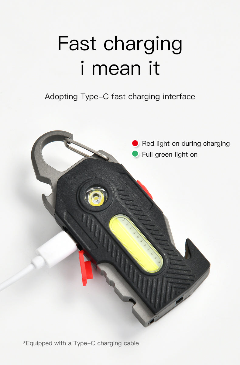 Multifunctional Charging Emergency Light Convenient Keychain Work Light COB High Brightness Maintenance Light Outdoor Camping LED Light