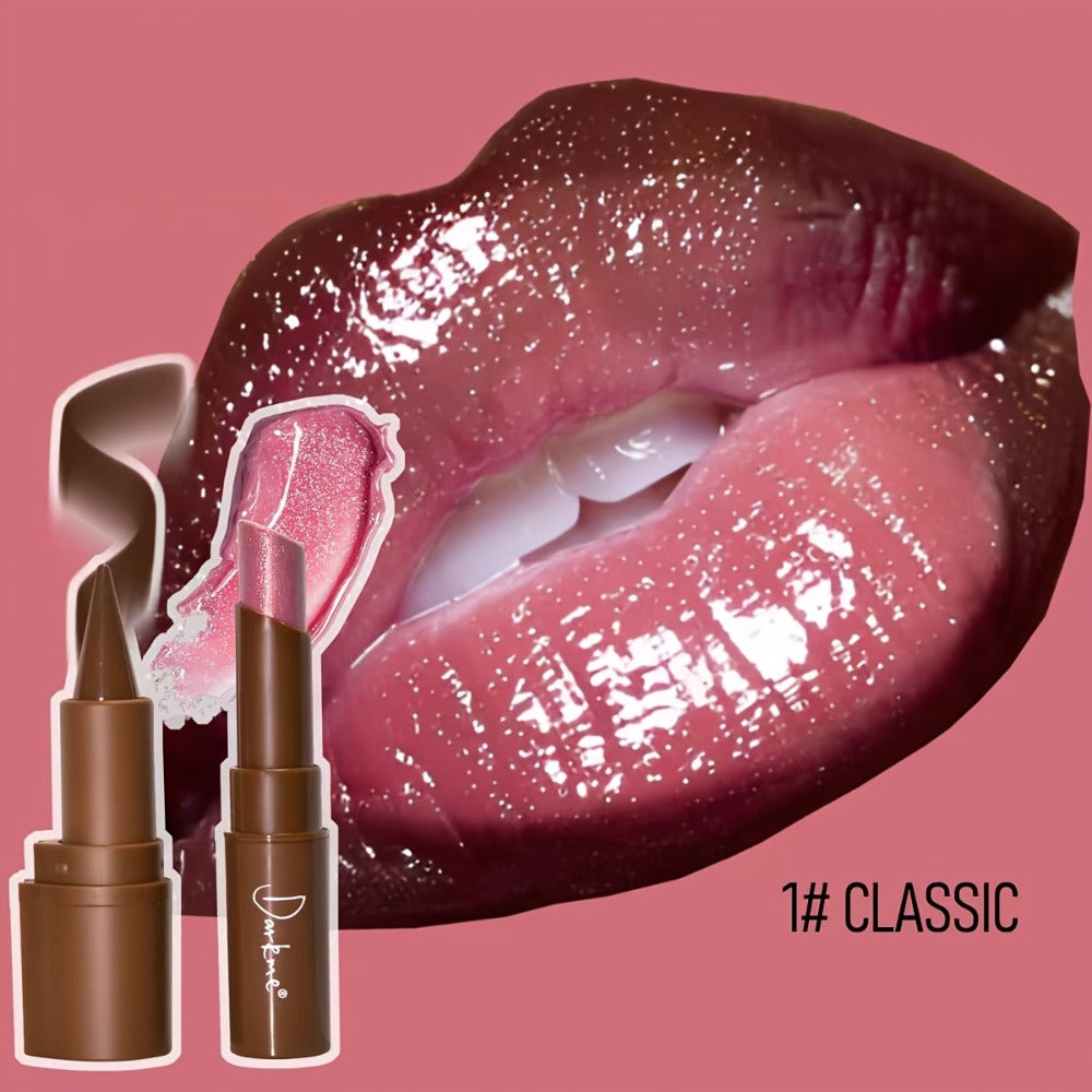 Metallic Lipstick & Lip Liner Pen Set for Women, 3D Full Lip Shape High-Shine Glossy Finish, Smudge-Proof All-Day Wear — imag