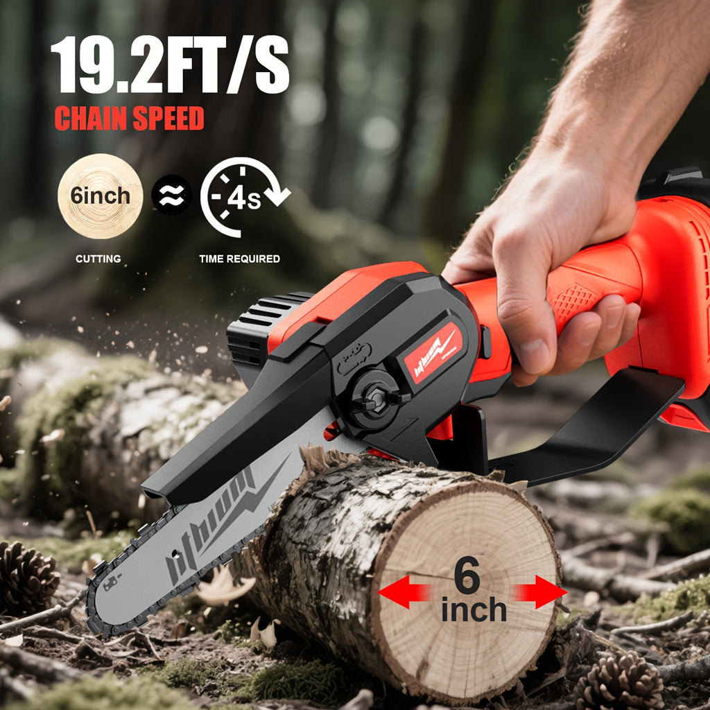 Mini Chainsaw Cordless 4 & 6 Inch Electric - Upgraded Portable Battery Chainsaw with Safety Lock — image 1