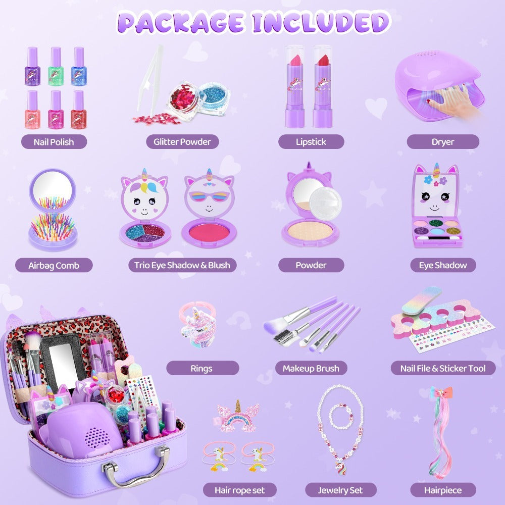 Kids Makeup Set for Girls, 2-in-1 Princess Makeup & Nail Art Kit, Pretend Play Cosmetics with Nail Polish — image 3