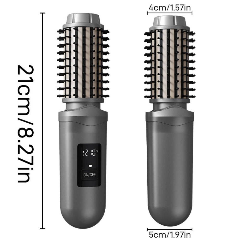 Cordless Hair Curler Brush 2-in-1 Straightener – Rechargeable Wireless Auto Curling Iron, for Home, Travel and Salon Hair Sty