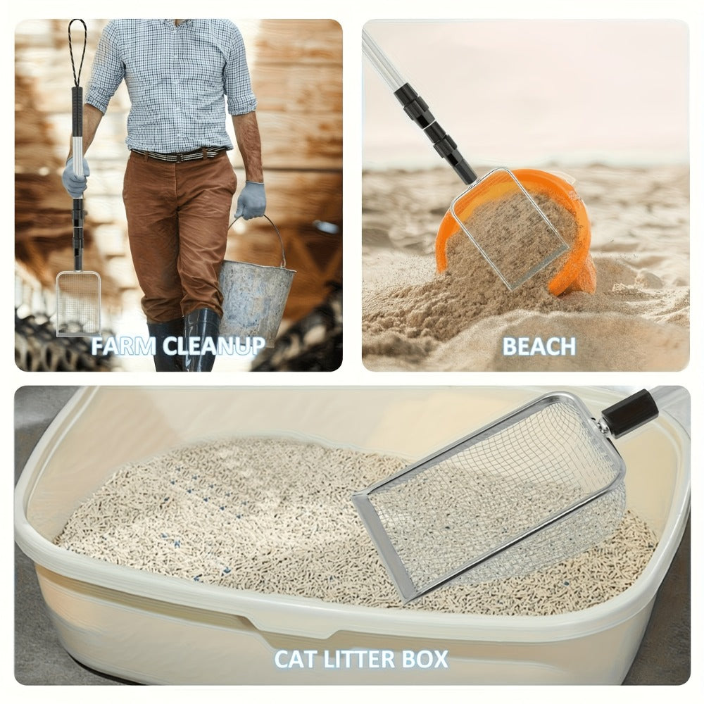 Stainless Steel Beach Sand Sifter with Retractable Telescopic Handle – Portable Sand Sieve for Treasure Hunting — image 6
