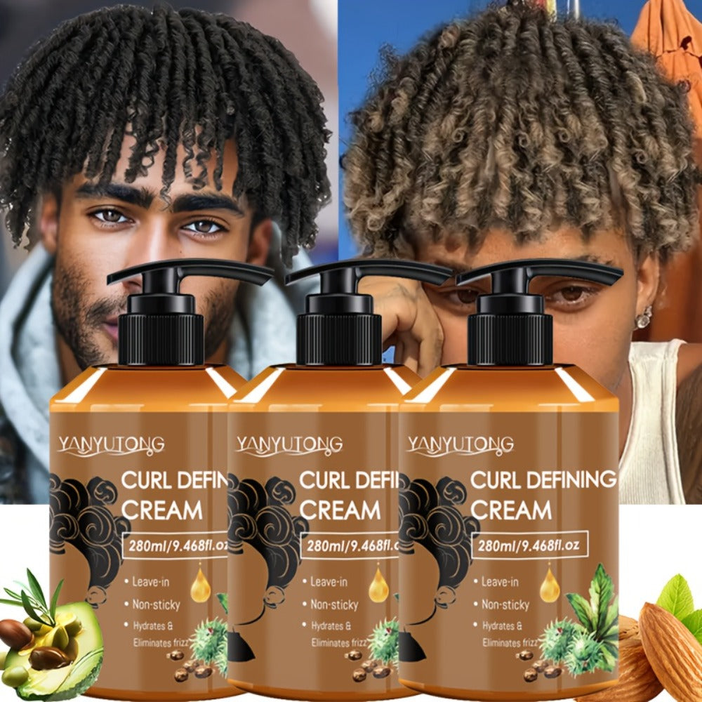 Curl Setting Cream with Castor Oil 280ml – Moisturizing Long-Lasting Curl Definition & Frizz Control, Non-Greasy Lightweight 