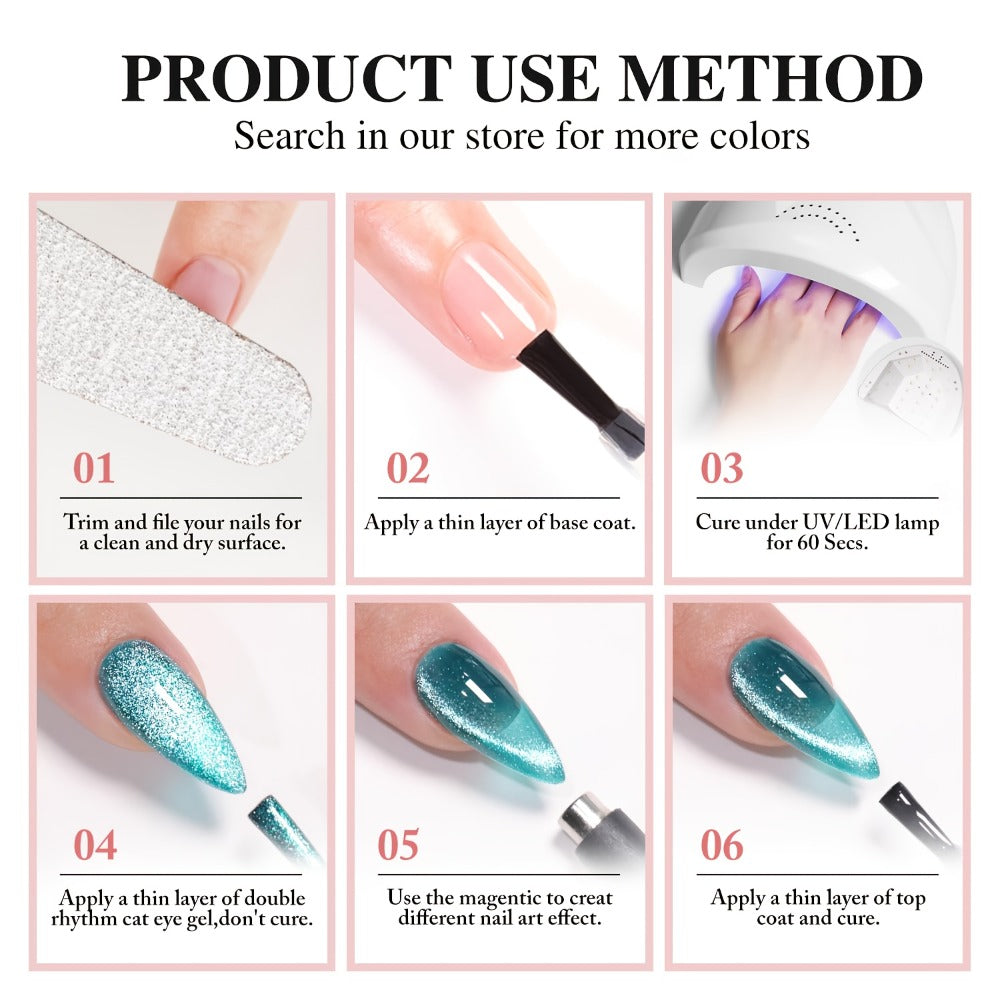 Cat Eye Gel Nail Polish Jelly Blue 0.54oz Sheer Glass-Like Finish – UV LED Soak-Off Long-Lasting Gel Polish for Manicure & Pe