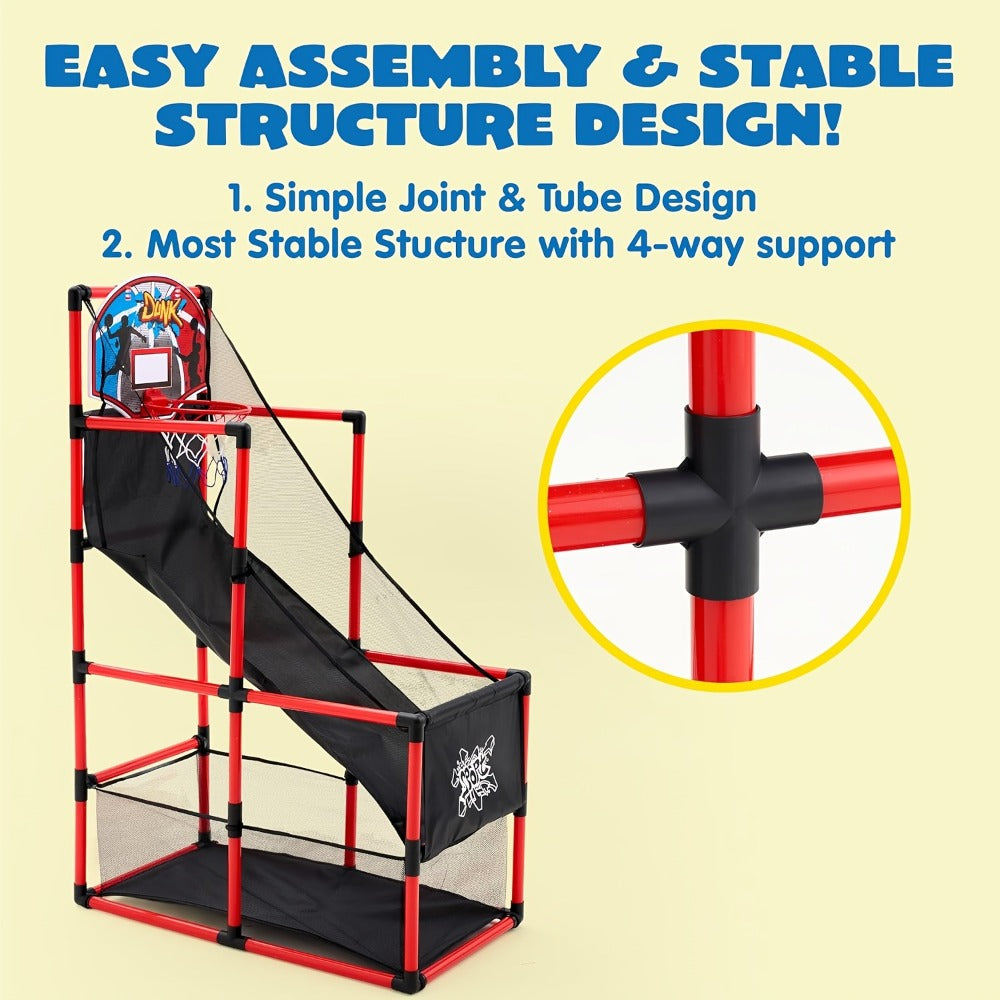 Kids Adjustable Basketball Hoop Set Arcade-Style Stand 4 Balls Air Pump with the Listed Color, Size or Set Options for Everyd