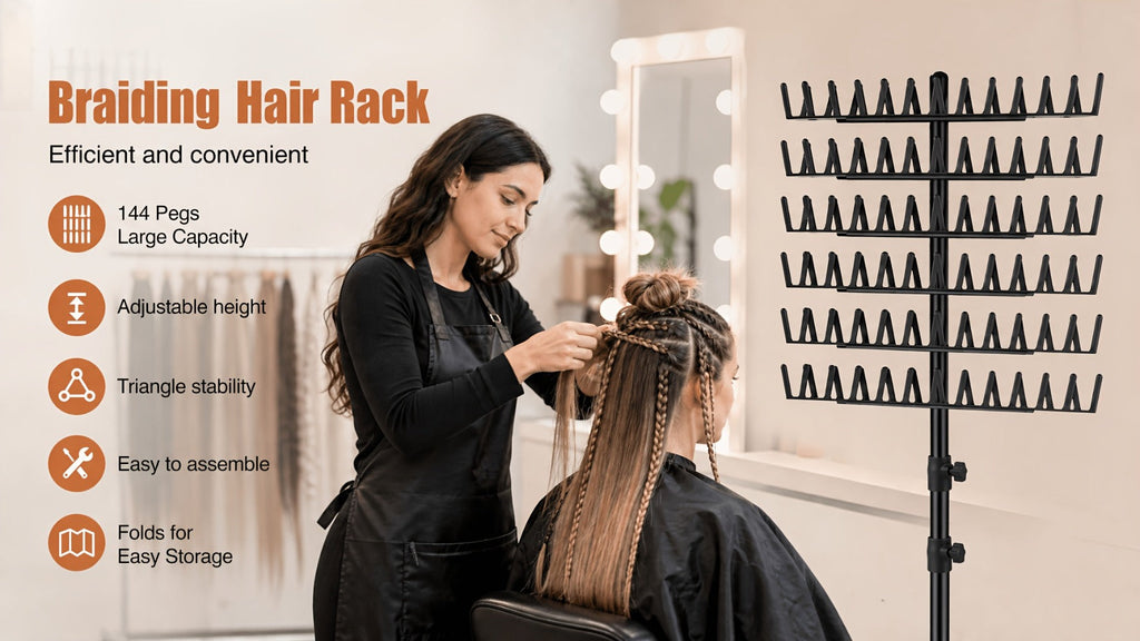 Braiding Hair Rack Hair Styling Tool with 144-Strand Layout, 30-50-Inch Height and Foldable Stand — image 13