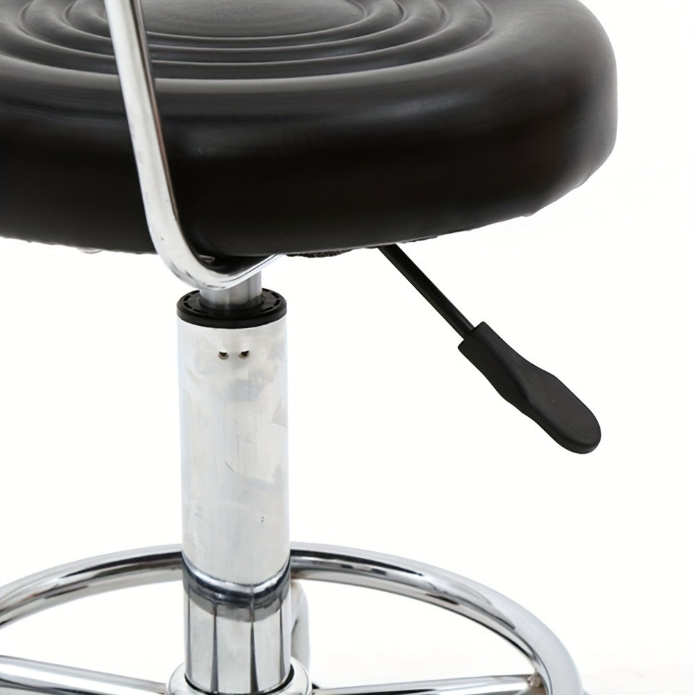 Cushioned Salon Stool with Backrest & Adjustable Height 18.9"-22.8" – Round 360° Swivel Chair for Hair Salon Spa Barbershop O
