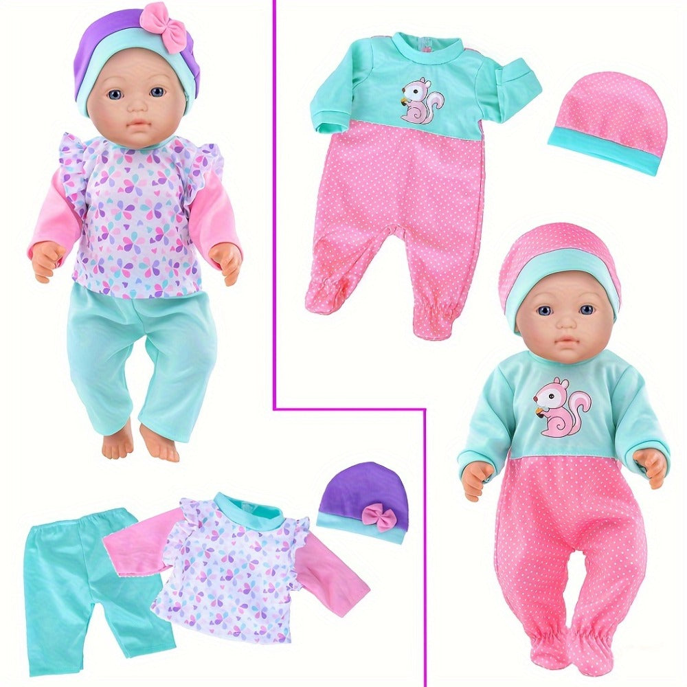 10-Outfit Doll Clothes Set for 14–16-Inch Newborn-Style Dolls with One-Pieces, Tops, Pants and Headwear — image 7