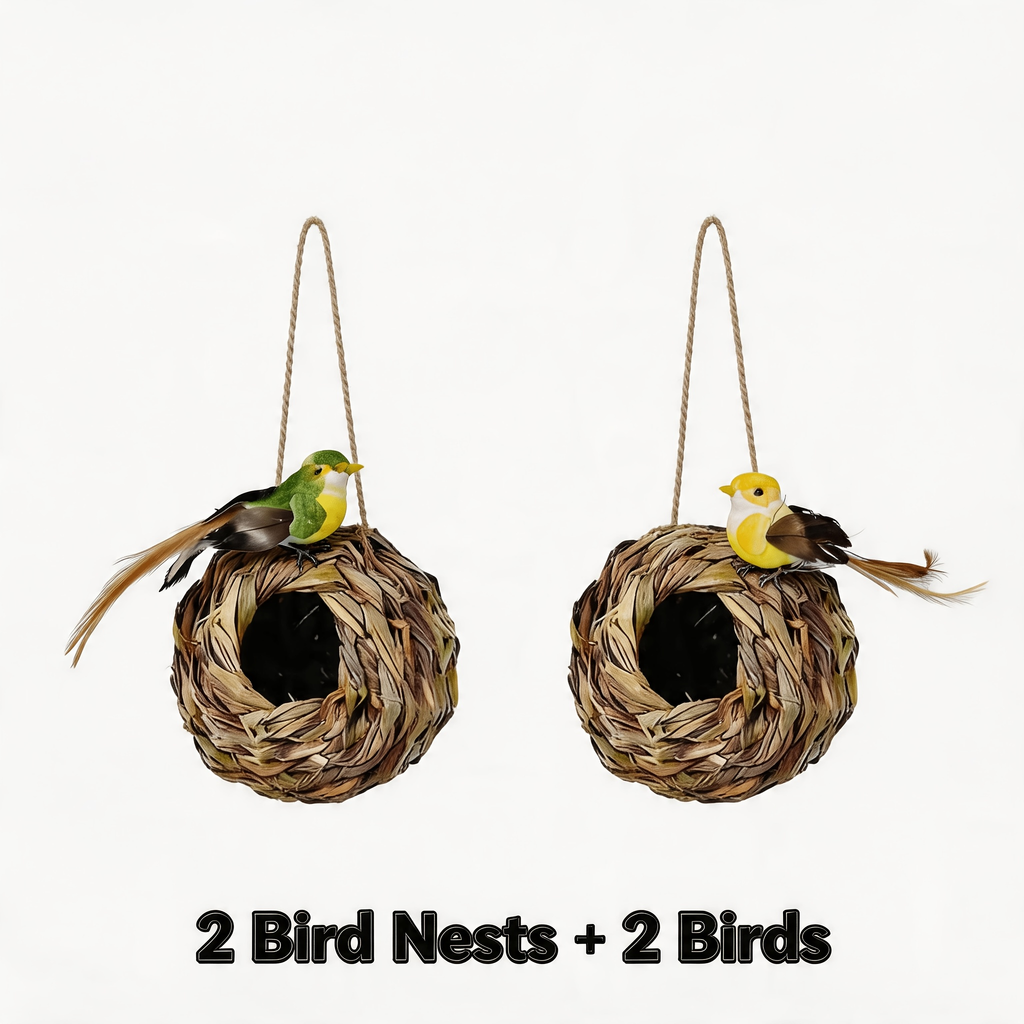 Hummingbird Nest House Handwoven Outdoor Garden Patio Bird Nest – Spherical Design Comfortable Nesting Shelter for Small Bird