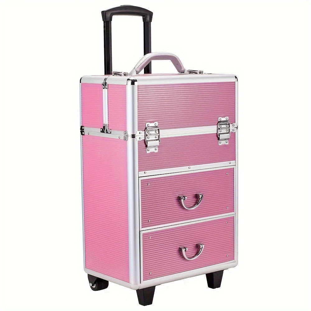 Makeup Train Case in a Lockable Aluminum Multi-Tier Design with Extendable Trays for Portable Salon and Travel Use — image 6