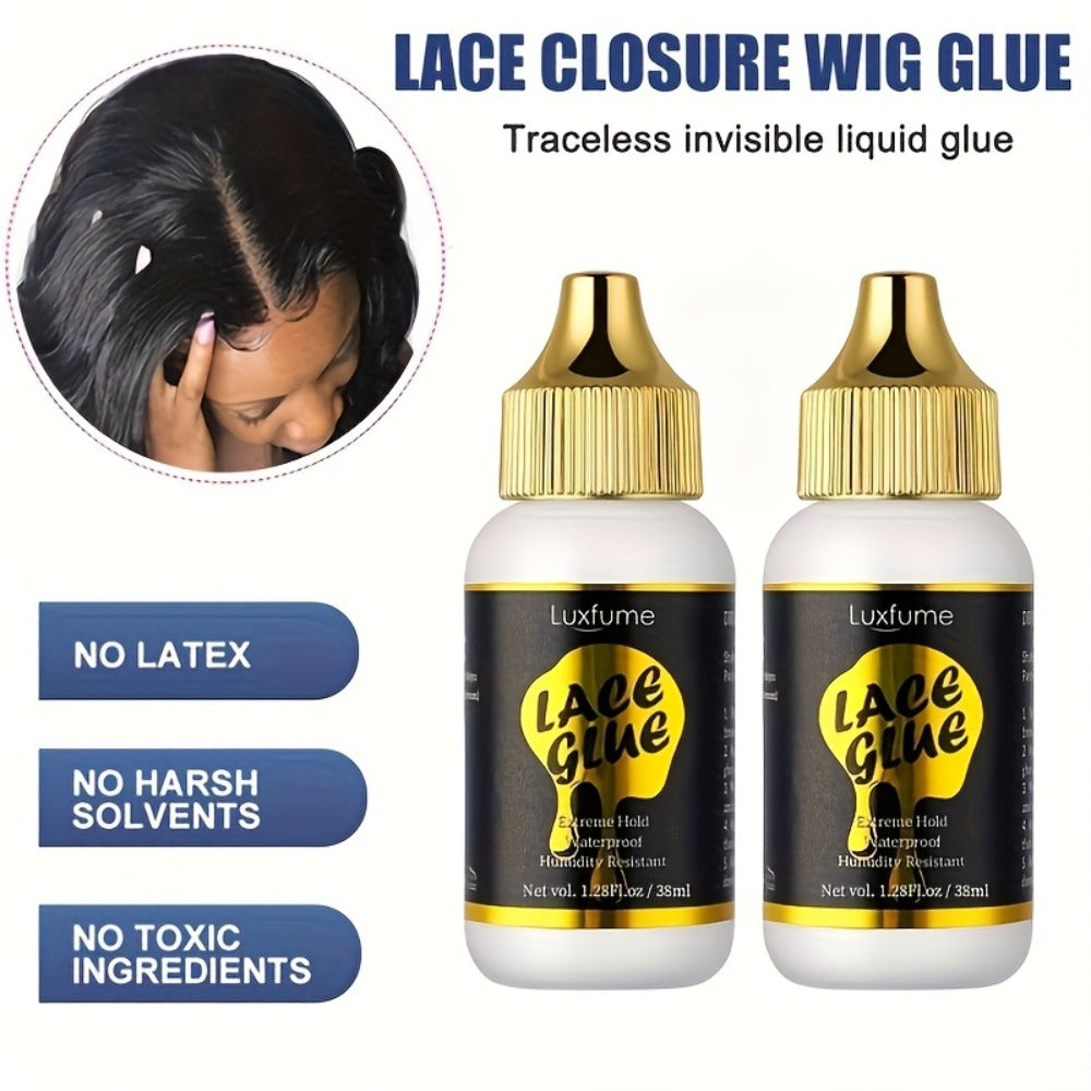 Lace Glue for Wigs Invisible Bonding Adhesive Extreme Hold Fast Drying Lace Front Wig Glue for Daily Wear Styling 2pcs Set — 