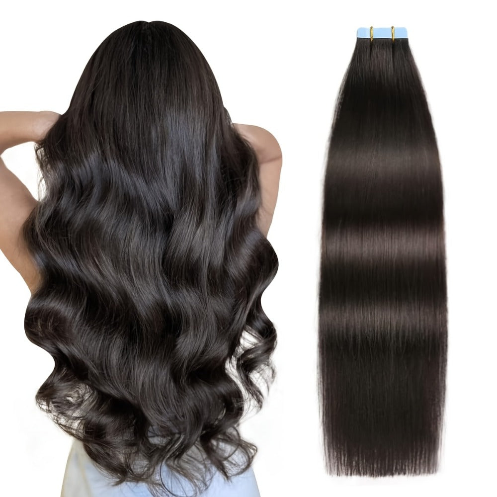 Tape In Hair Extensions Human Hair Straight Natural Black 1B Seamless Skin Weft 10pcs 30g 16 20 22 24 Inch Invisible Blend fo