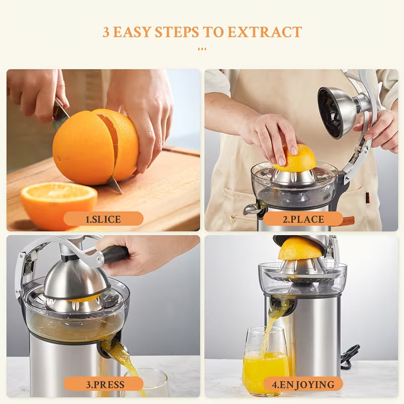 Electric Citrus Juicer Squeezer with Interchangeable Cones
