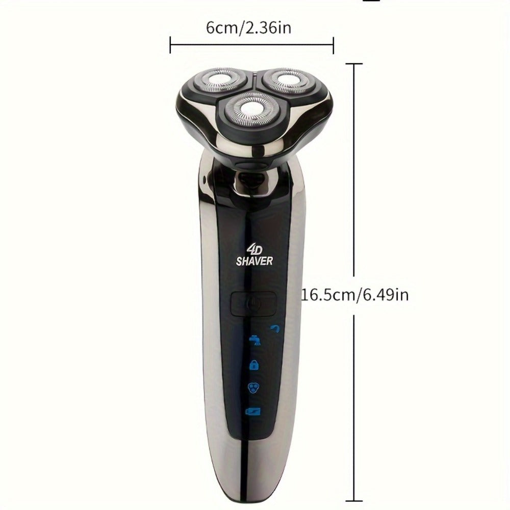 5-in-1 Rechargeable 3-Head Rotary Electric Razor with Detail Trimmer, Nose Trimmer and Cleaning Brush — image 5