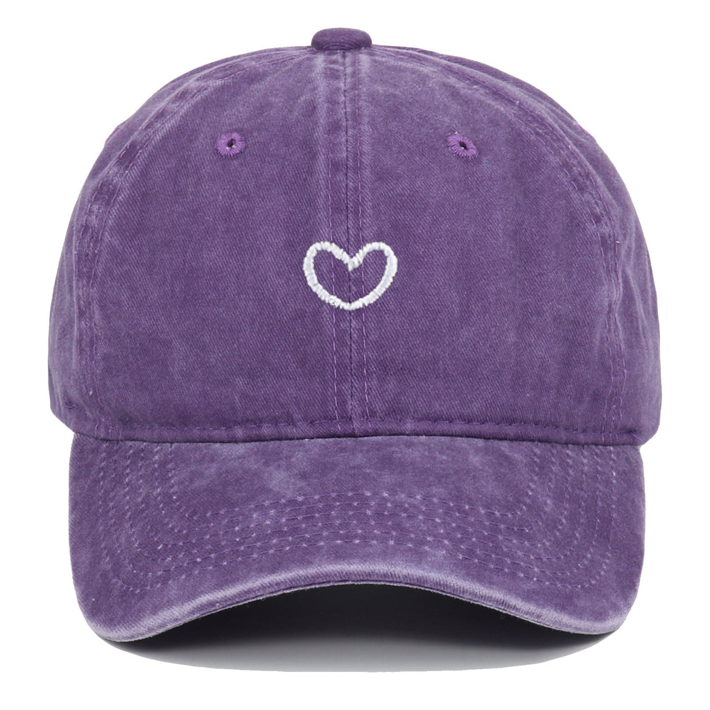 Artistic Retro Small Love Embroidered Soft Top Fashion Peaked Cap