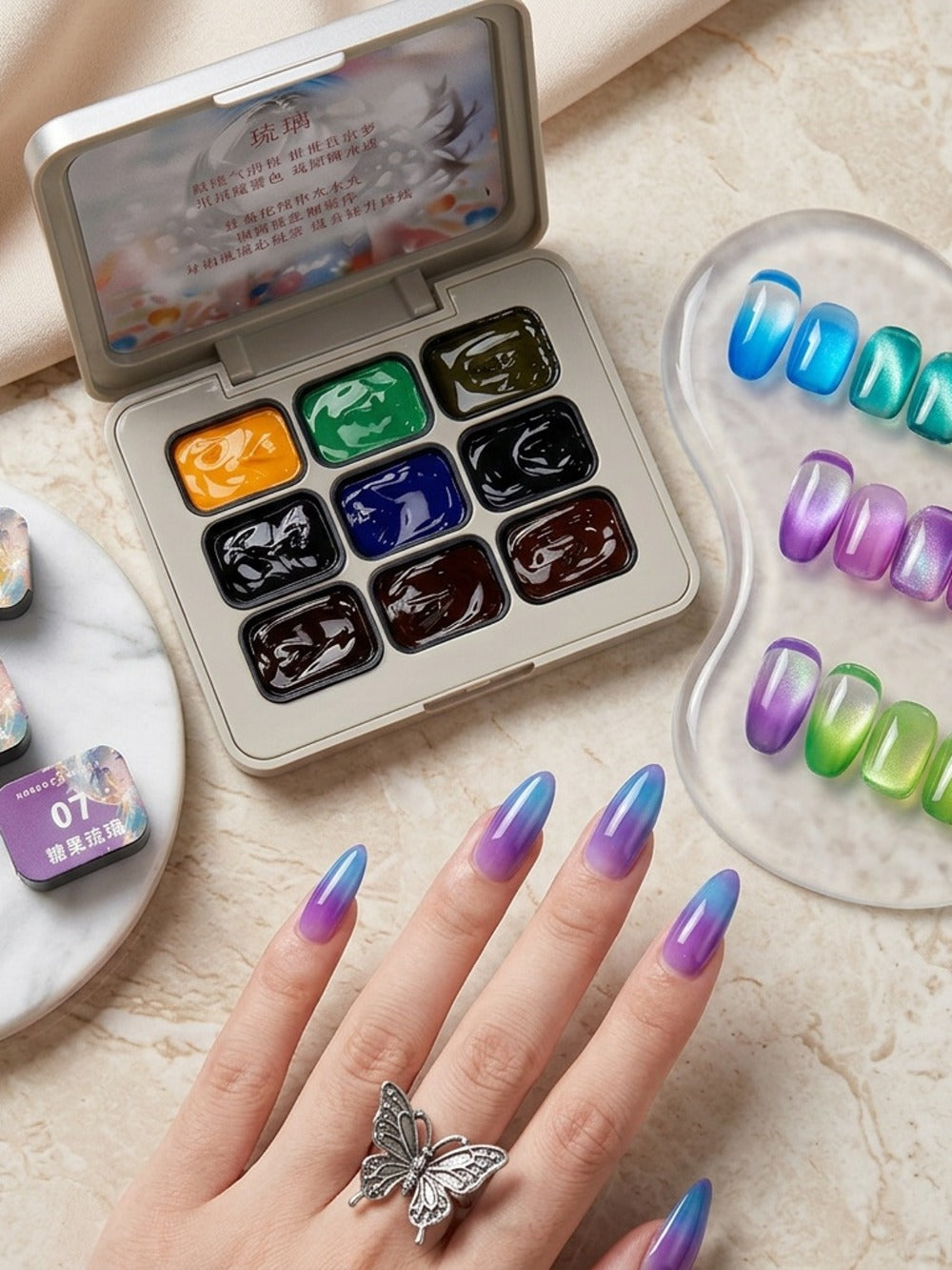 Gel Nail Polish 9-Color Candy-Glass Set with Translucent Gradient Finish and Fall-Winter Shade Palette for Nail Art — image 6