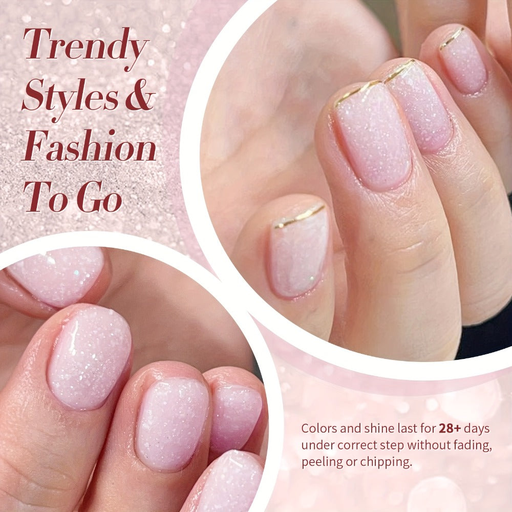Gel Nail Polish BORN PRETTY 2-Piece Snow-Jelly Shimmer Set in Nude Pink and White Glitter with UV/LED Soak-Off Cure — image 8