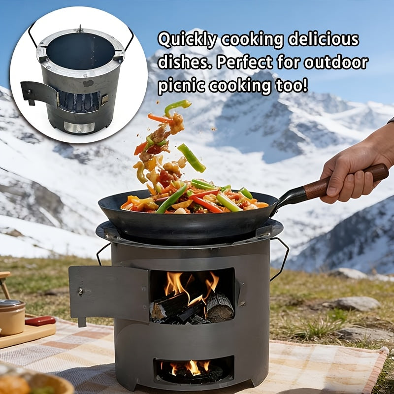 Wood Burning Stove, Portable Camping Charcoal BBQ Cooking Tea Heating for Grilling, Camping and Outdoor Meals — image 1