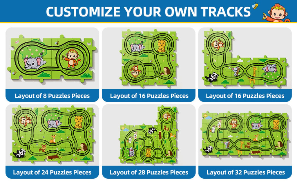 Jigsaw Puzzle Race Track Car Set Toy for Boys Kids, 39 56 73 PCS Flexible Building Track with Toy Cars — image 9