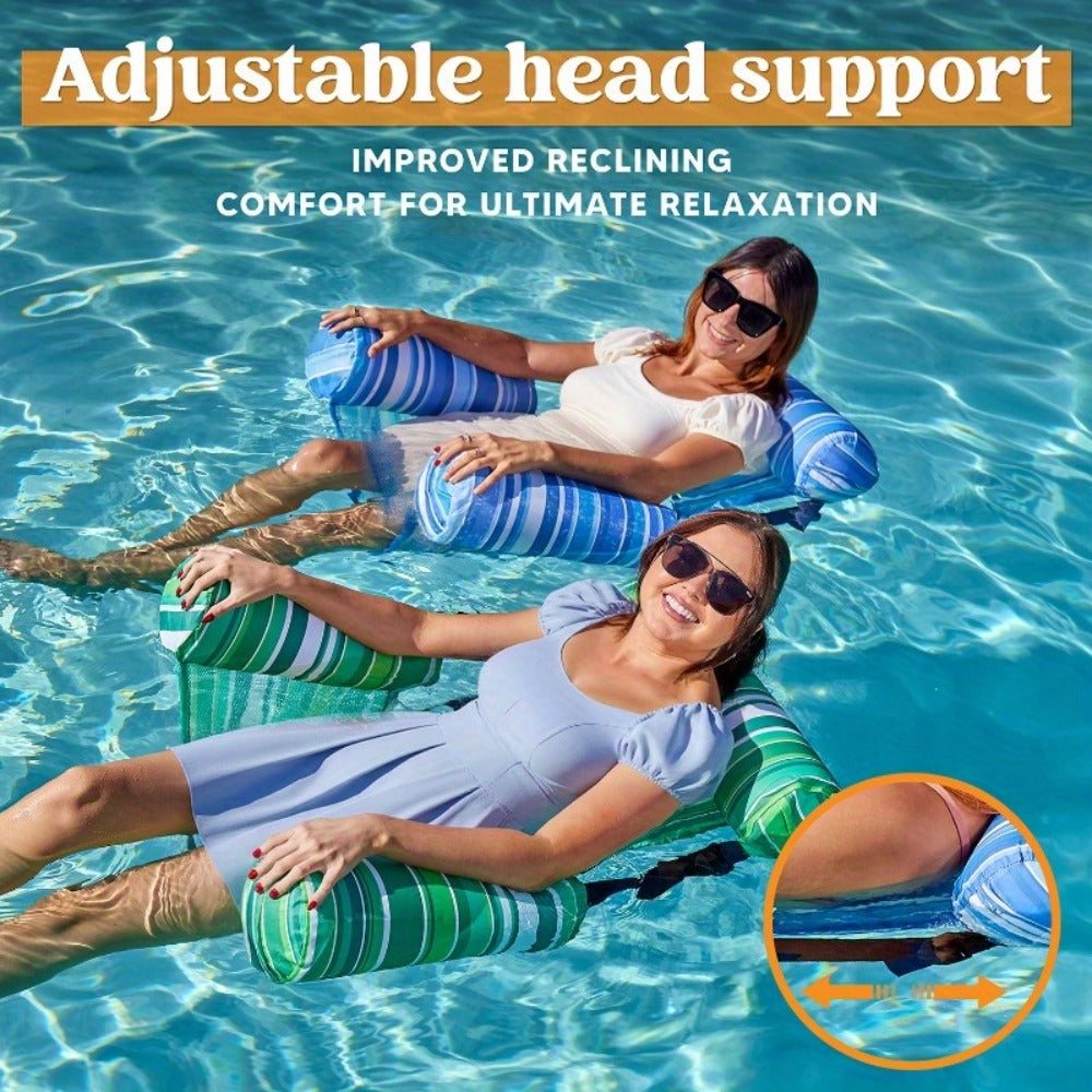Pool Float Lounge Chair Two-Pack with Adjustable Head Support, Fabric-Covered Sling and Carry Case — image 2