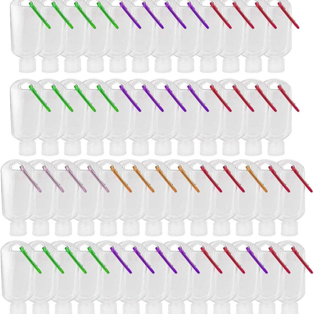 TSA Approved Travel Bottles with Keychain Leakproof Refillable Squeeze Containers 50-Pack Clear Plastic 1.7oz 50ML for Toilet