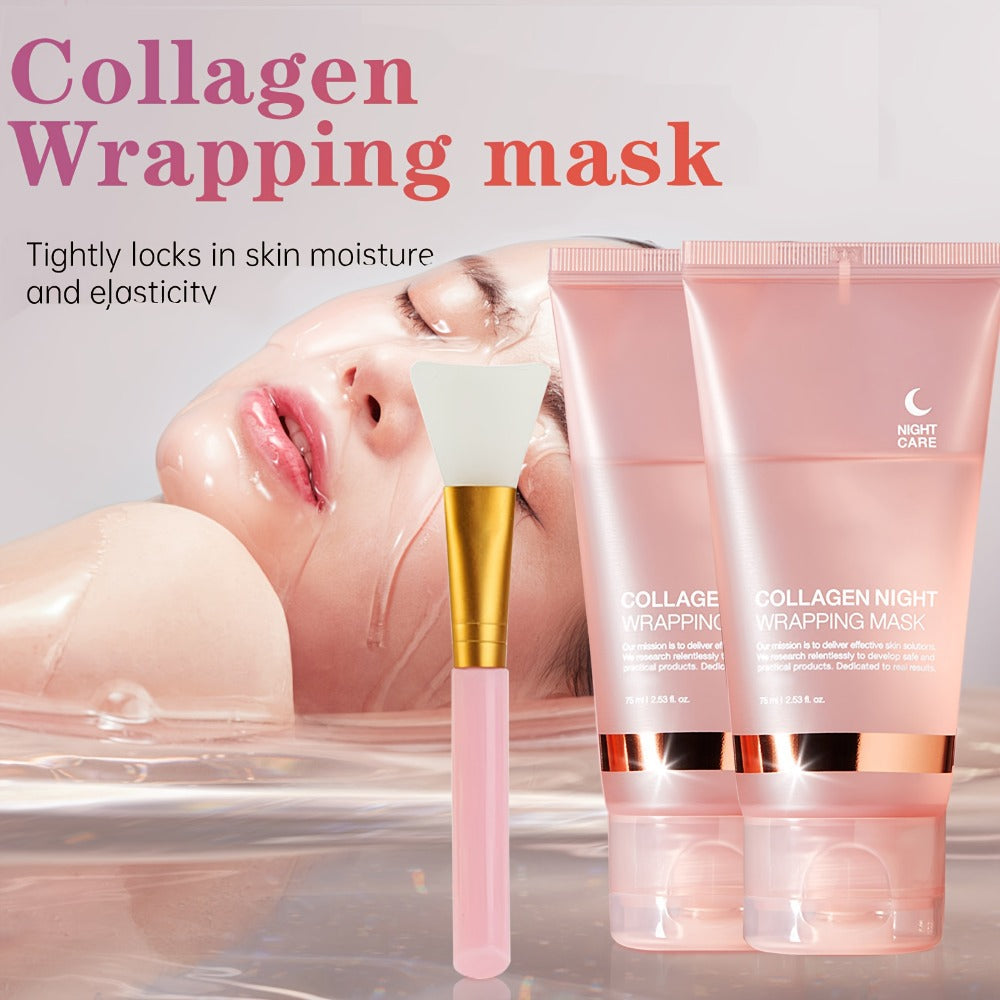 Collagen Night Mask with Jelly Brush, Alcohol-Free Squalane Gel Overnight Face Mask, Deep Nourishing & — image 1